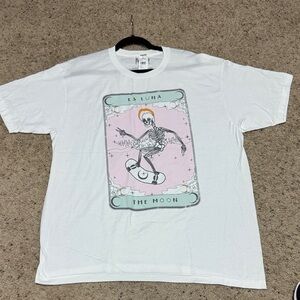 MAD Engine White Tee with Skeleton Design